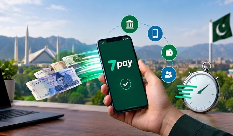 7Pay fast money transfer in Pakistan with mobile wallet and digital payment